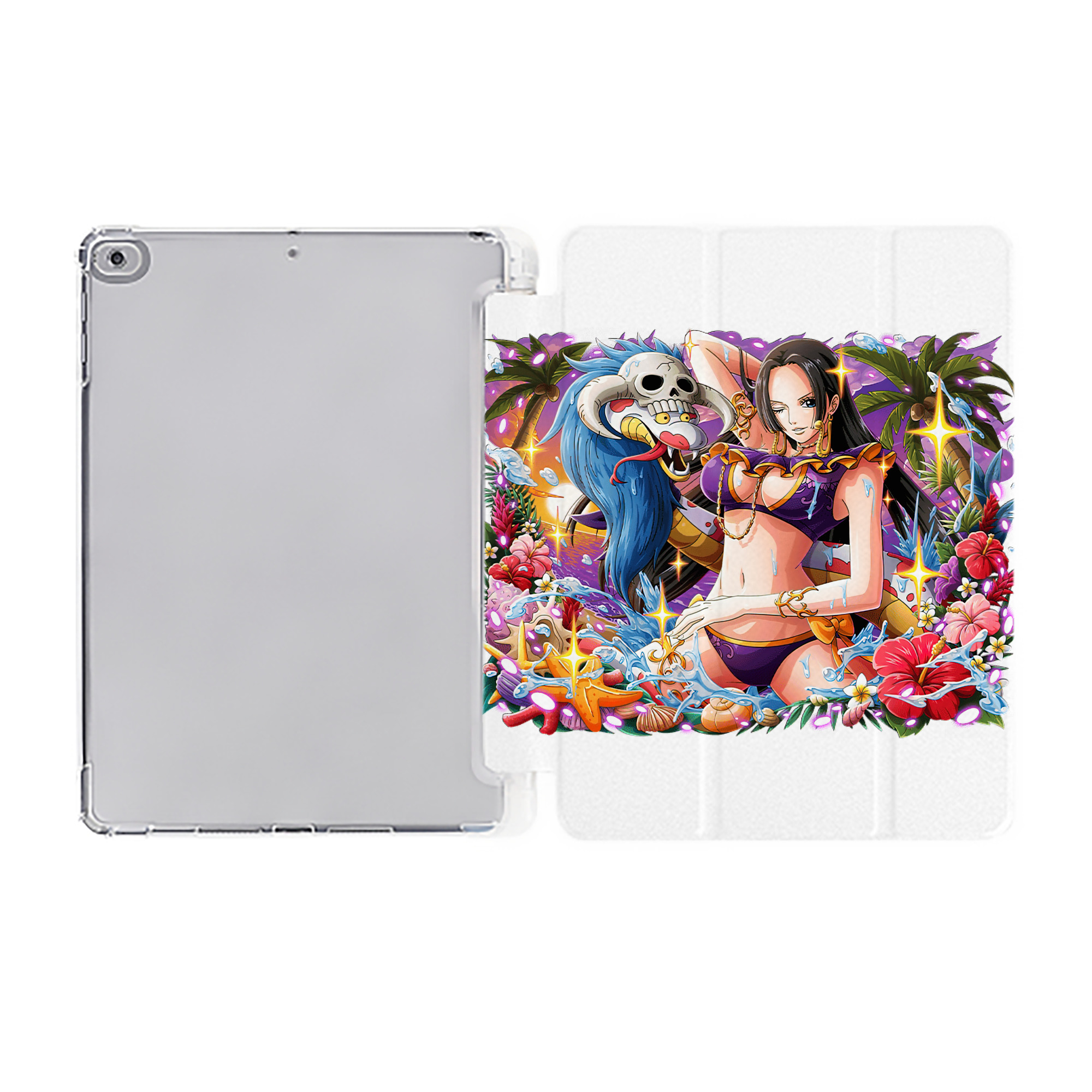 （画像用） ワンピース ボア・ハンコック ONE PIECE Boa·Hancock IPad ケース ペン収納付き 三つ折りスタンド PUレザー×シリコン 対応機種9.5/10.5/10.9インチ